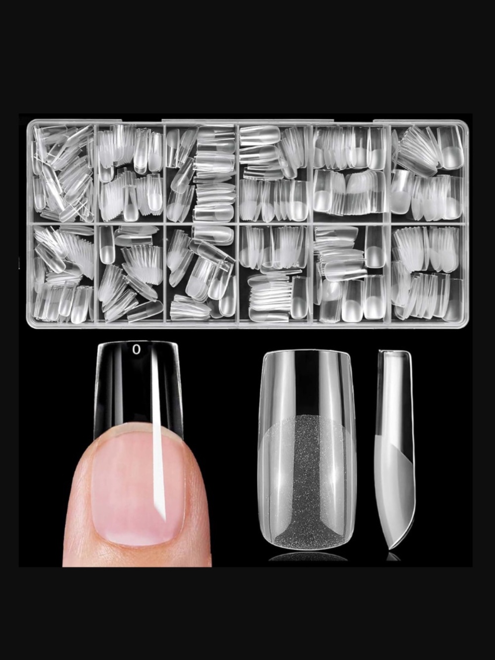 Medium Square Clear False Press On Nails